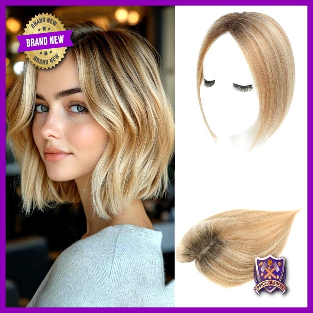 Human Hair Topper Swiss Base 360 Coverage No Bangs Lightweight Breathable